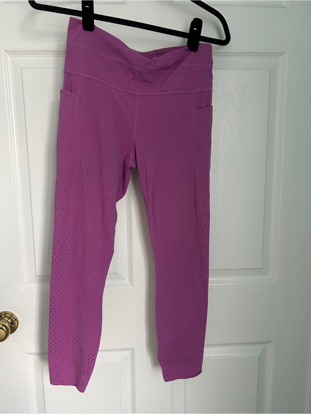 Athleta Magenta High-Rise Laser-Cut Leggings
